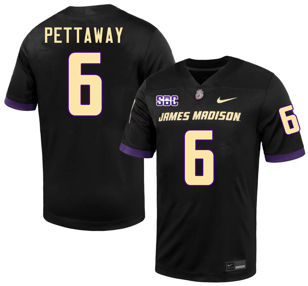 #6 George Pettaway JMU Jersey,James Madison Dukes Football Jerseys Stitched-Black